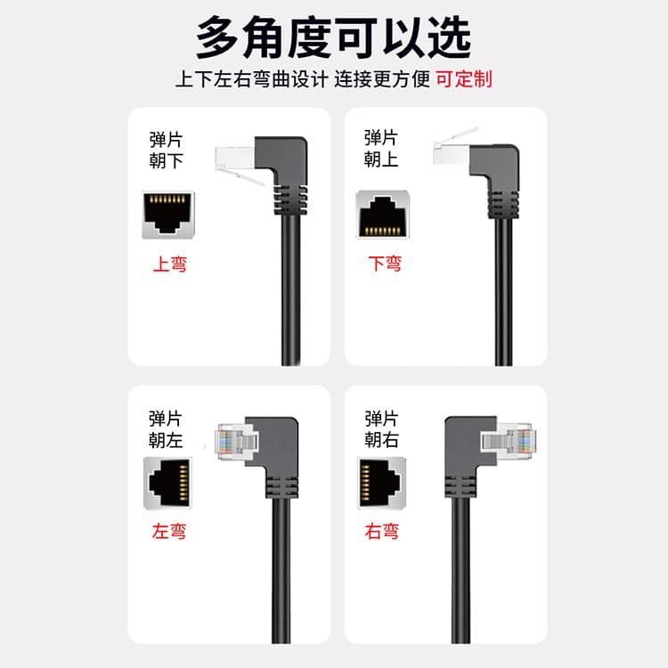 Indoor Up-Down-Left-Right Category 6 Right-Angle Ethernet Cable Matching Engineering CAT6 90-Degree RJ45 Shielded Network Cable