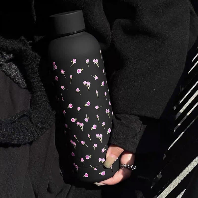 New 304 stainless steel thermos cup ins sweet cool black pink cherry large capacity high-looking portable water cup handy cup