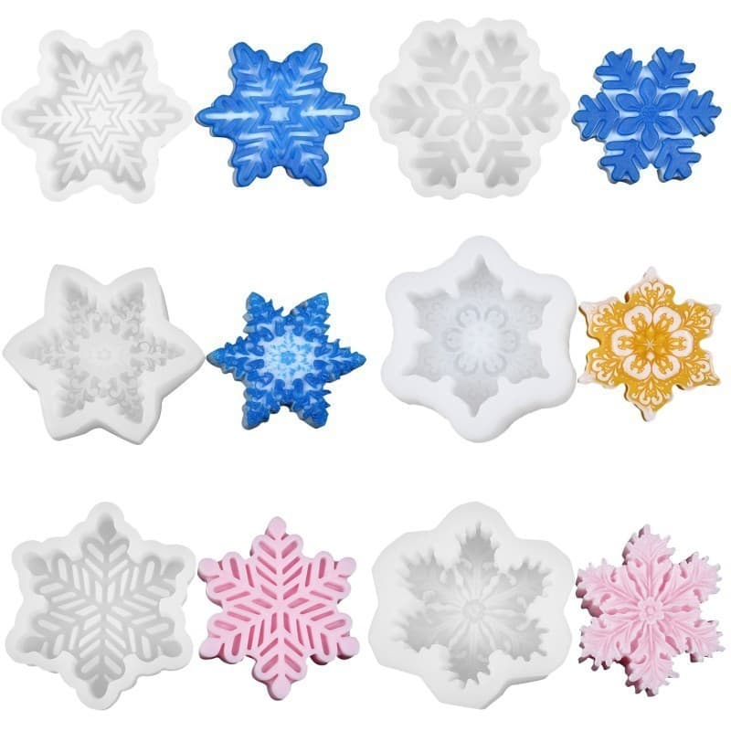 Christmas Snowflake Fondant Cake Baking Mold DIY Snowflake Scented Candle Mold Soap Mold Squishy Silicone Mold
