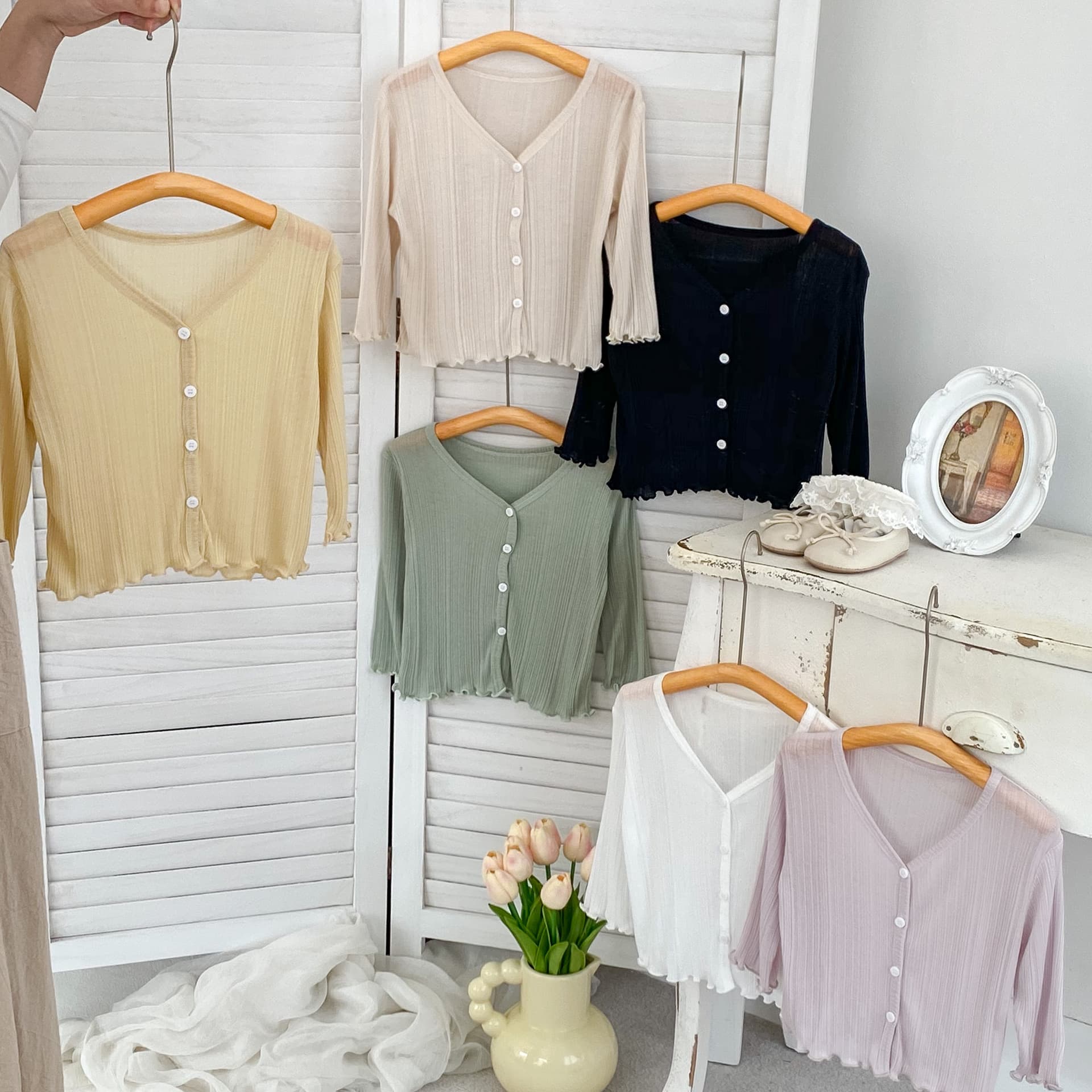 Summer Baby Lightweight Jacket for Girls, Knitted Air Conditioning Cardigan, Ultra-Thin Ribbed Cotton Solid Sun Protection Shirt