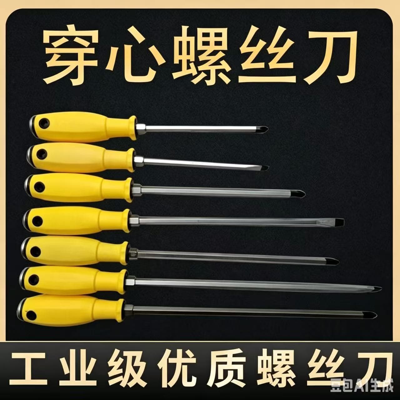 Industrial Grade Through-Hole Impact Screwdriver, Extra Long Magnetic Flathead Bit Driver