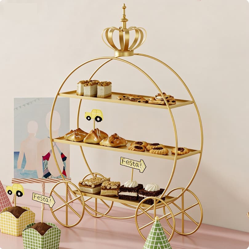 European Style Crown Dessert Table Display Stand Wedding Decoration Afternoon Tea 3-Tier Cake Stand Gold Pastry Ornament Plate