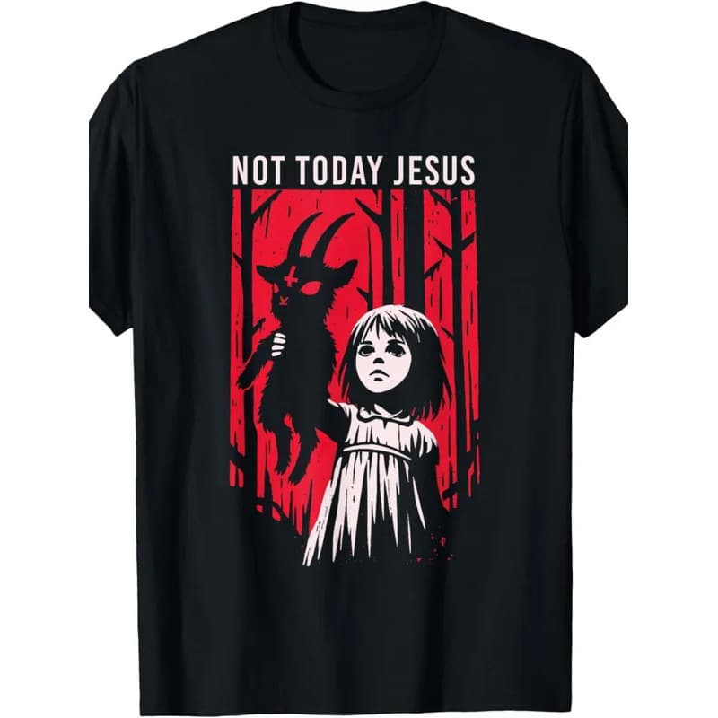 [Cross-border EU Size] Men's Not Today Satan Goth Black Goat Demon