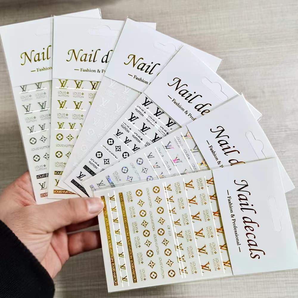 Viral Hot Trend Logo Nail Stickers Luxury Brand Nail Decals New Nail Art Accessories