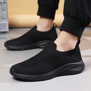 Wide Feet Men's Shoes 45 Breathable Slip-on Cloth Shoes 46 Large Size 47 Sports Casual Shoes Trendy Knitted Lazy Shoes 48