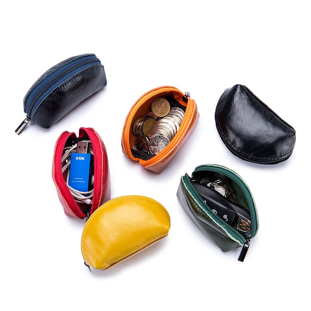 Korean-style creative waxed leather mini coin purse for men and women, earphone storage bag, headphone case, top-layer cowhide coin purse
