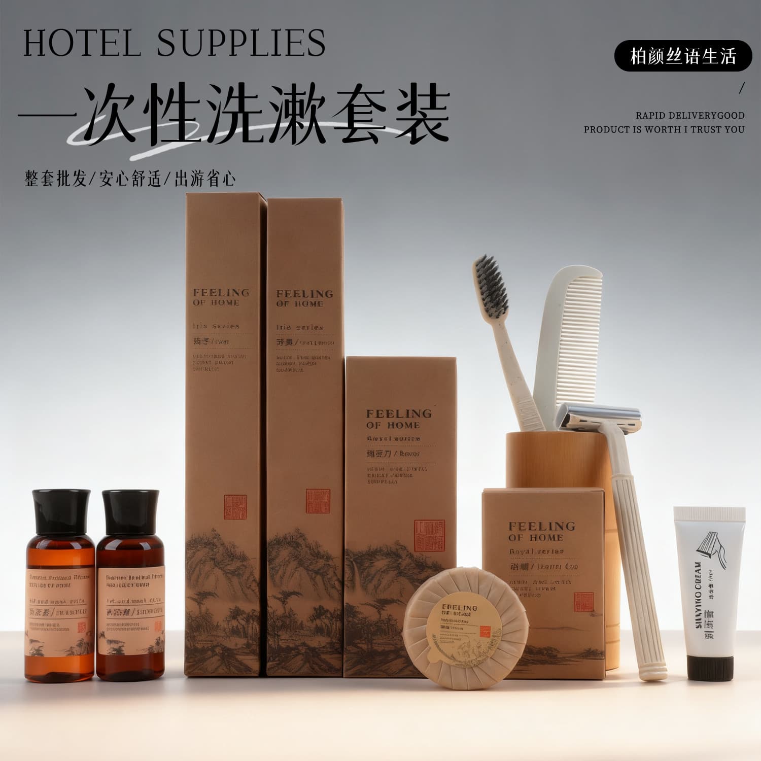 Hotel Disposable Amenity Kit Toothbrush Toothpaste Comb Toiletries Set for Hotels and B&Bs