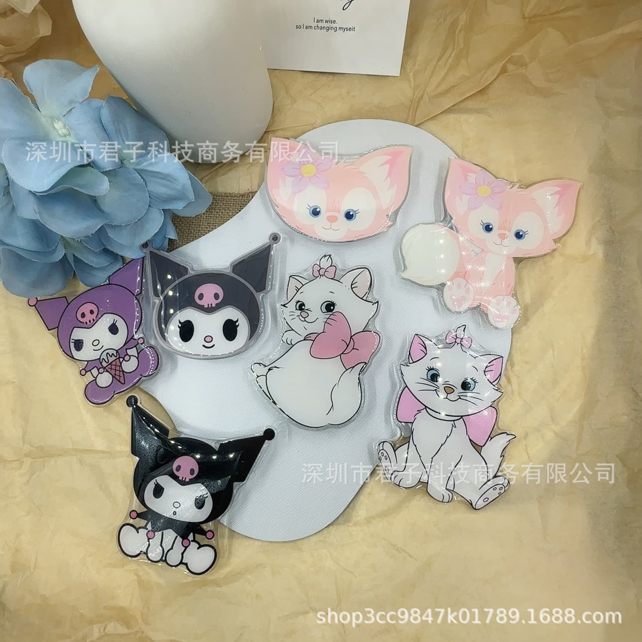 Mary Cat Phone Air Cushion Stand, Fun Korean-Japanese Adhesive Back Sticker with 3M Tape, Creative Portable Phone Stand for Women