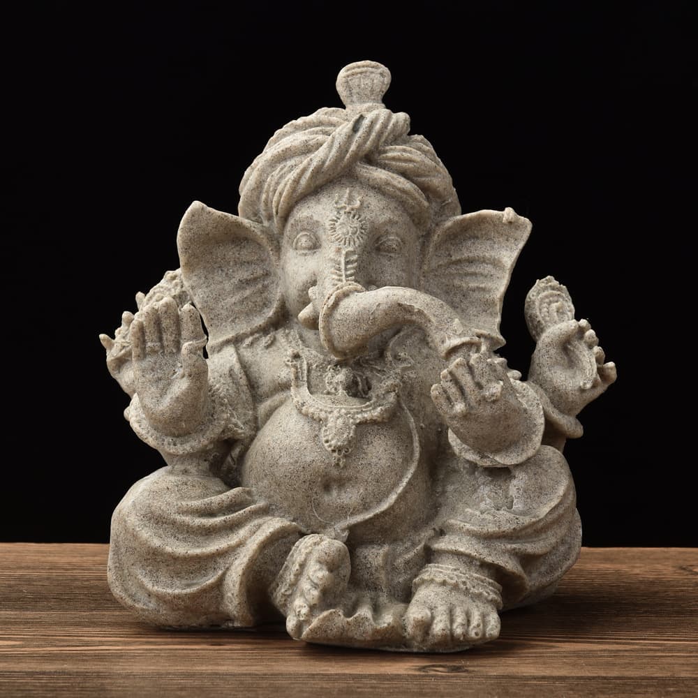 Handcrafted Resin Buddha Statue Ornament Carved Sandstone Southeast Asian Elephant God Artistic Craftwork Decorative Figurine