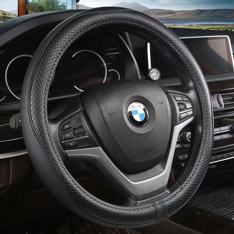 Cross-Border Carbon Fiber Steering Wheel Cover with 5D Embossed Logo Car Logo, Electric Vehicle Handlebar Cover, Cross-Border Steering Wheel Modification Products