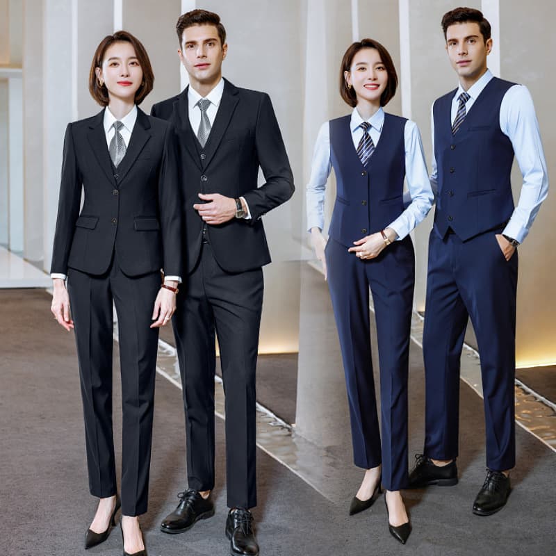 2022 New Professional Attire Unisex White-Collar Elite Office Worker Men's Sales Bank Uniform Two-Button