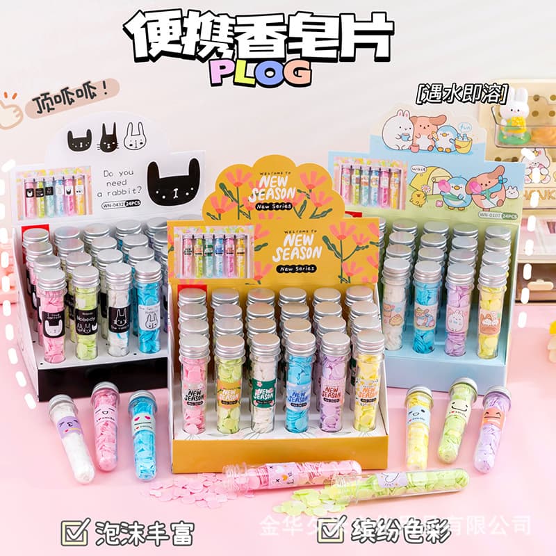 Test Tube Soap Flower Hand Washing Sheets Disposable Portable Soap Paper Outdoor Antibacterial Hand Wash Travel Essentials Clean