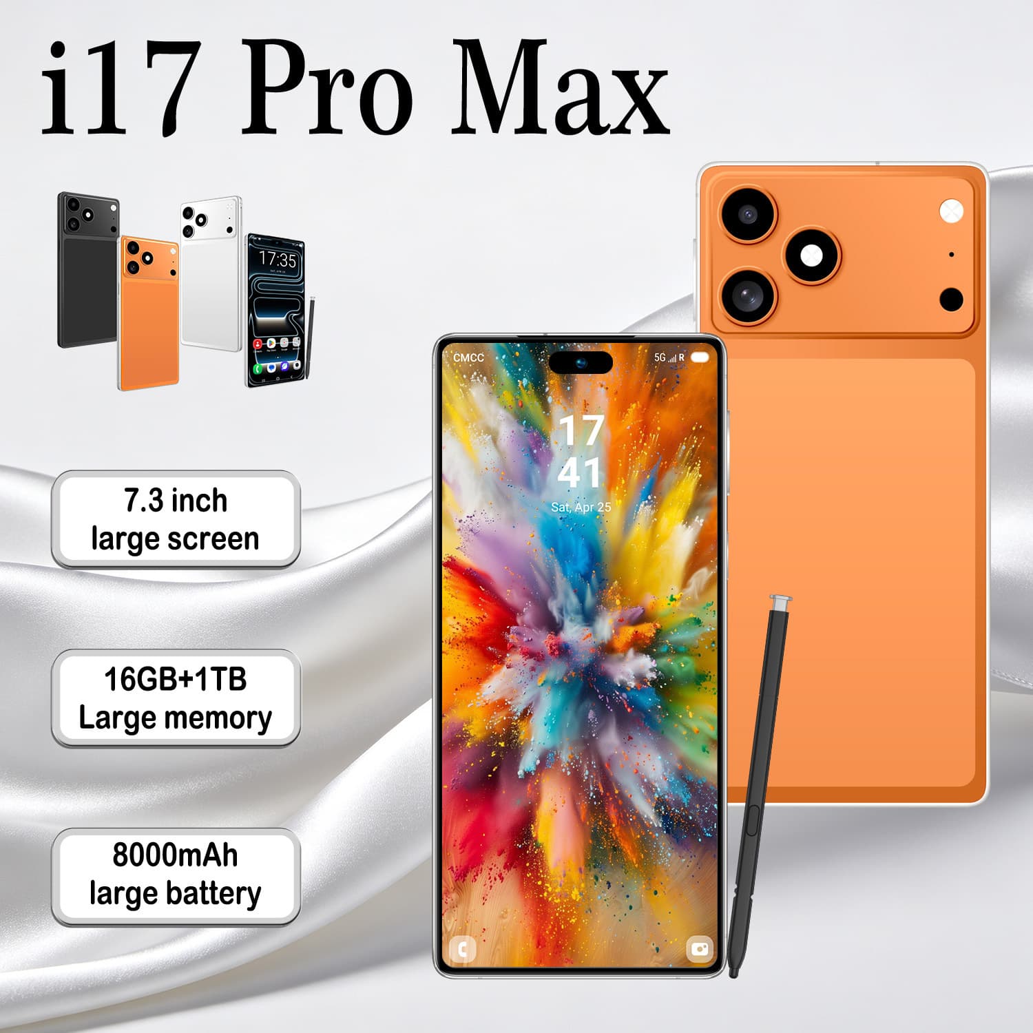 Amazon Exclusive Cross-Border i17 ProMax Android Smartphone 7.3-Inch Large Screen Phone Source Factory