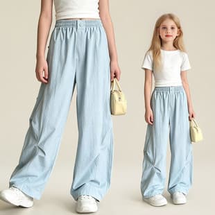 Girls Wide Leg Pants Children Suit Pants Straight Leg Pants Thin Teen Long Pants Casual 2026 New