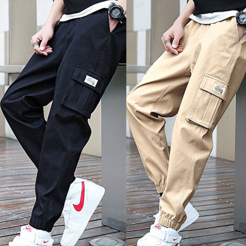 Overalls, loose leggings, student warm pants, fleece pants, men's large size casual pants, overalls for men