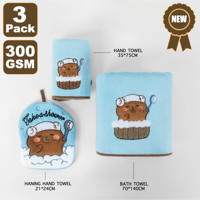High-quality coral fleece towel and bath towel three-piece set, extra large and thick beach towel, absorbent and lint-free, cross-border bath towel