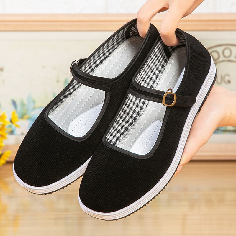 Old Beijing Cloth Shoes Women's Hotel Black Work Shoes Non-slip Casual Mother Shoes Flat Shoes Wholesale Source