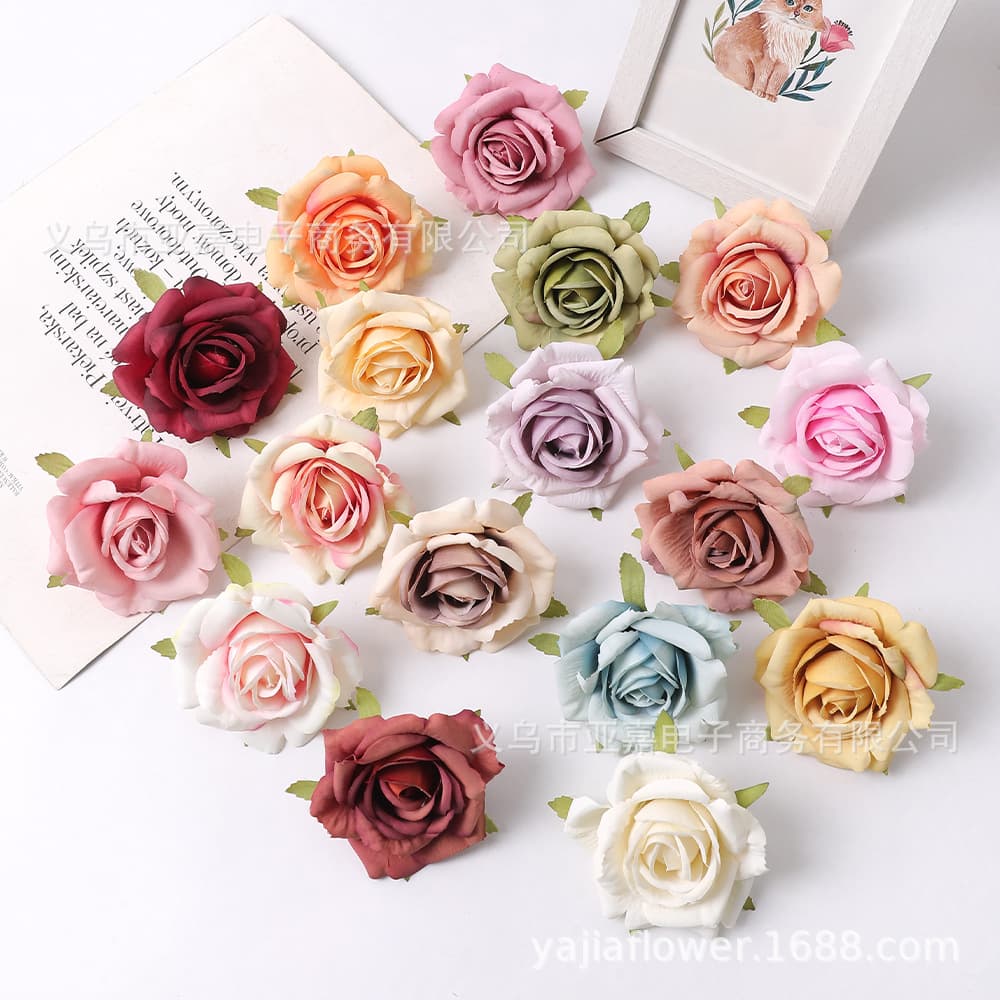 Simulation flower Sirius rose head diy handmade garland material forest handmade decorative flower wall background accessories