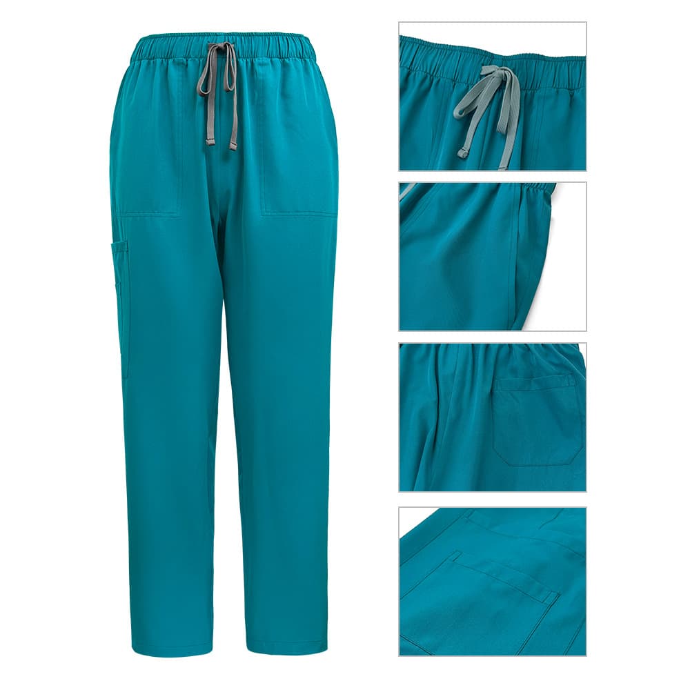 Stand Collar Zipper Doctor Nurse Work Uniform Surgical Gown Scrub Top Operating Room Straight Leg Pants Solid Color