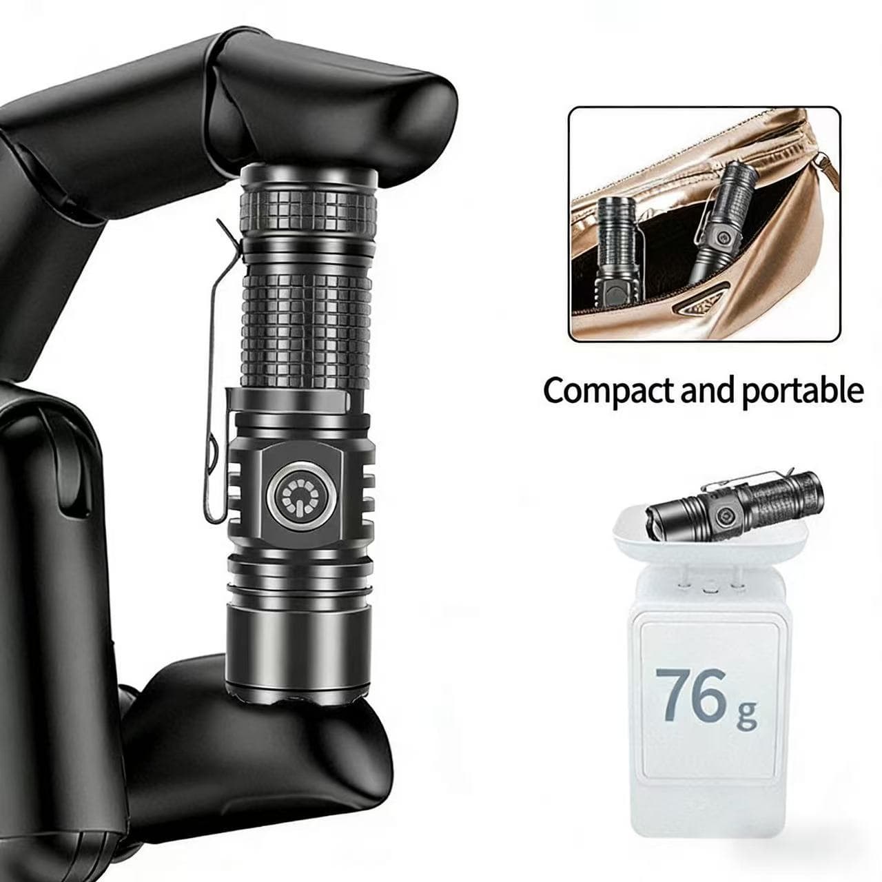 Cross-Border Best-Selling White Laser Led Strong Light Multi-Functional Ultra-Bright Long-Range Flashlight Type-C Rechargeable Mini Flashlight