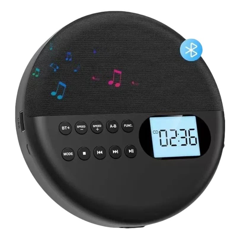 Multi-functional Bluetooth CD player, dual-speaker stereo sound, stereo output, shockproof function, USB repeat function.
