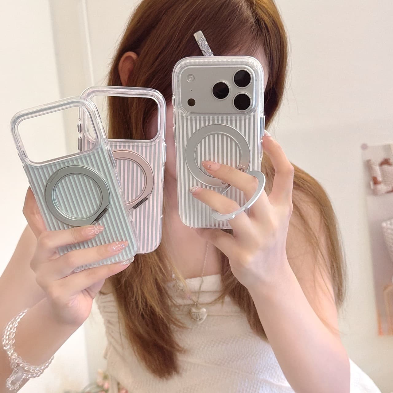 Minimalist Vertical Stripe Case for Apple iPhone 17 Pro Max, iPhone 16/15 Cover, High-Aesthetic Design for Women, 17PM
