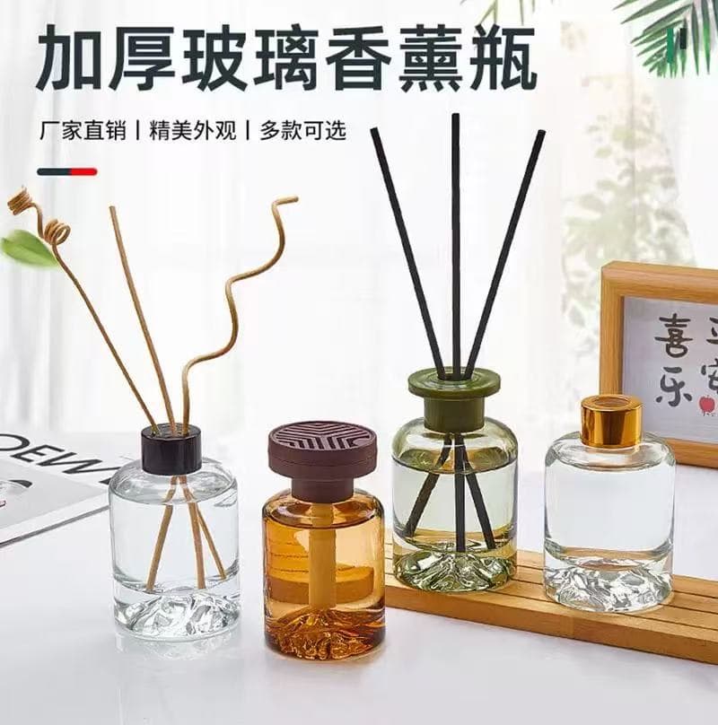 Volcano bottom thickened transparent aromatherapy bottle 120ml diffuser bottle transparent round shoulder glass bottle