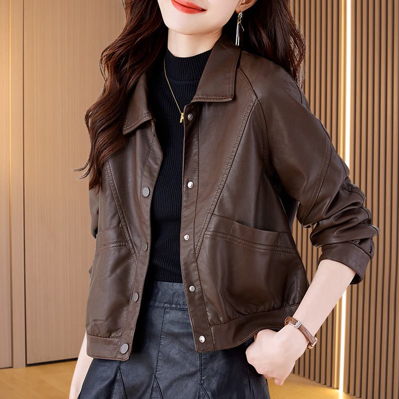 Women's PU Faux Leather Short Jacket, 2026 New Style, Slim Fit, Casual, Short PU Leather Jacket Top