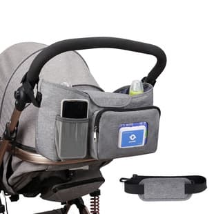 Baby Stroller Bag, Outdoor Travel Organizer, Shoulder Mommy Bag with Wet Wipe Dispenser and Insulation