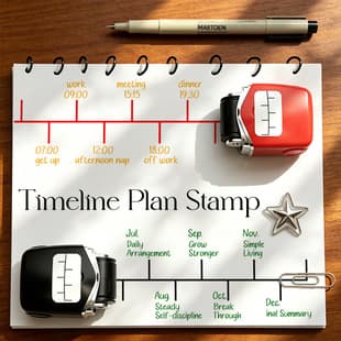 Timeline Stamp Good Helper for Time Management Multi-Purpose Stamp Equal Parts Ruler Stamp Time Planning