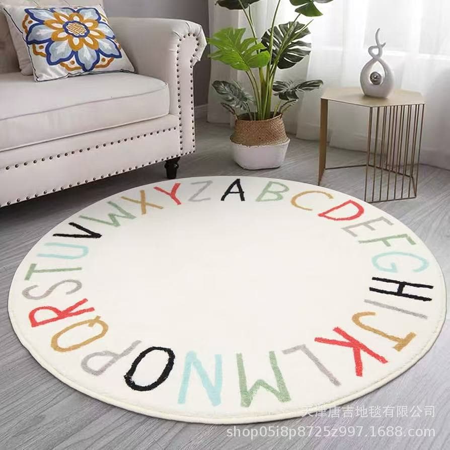 Round English Alphabet Children's Play Mat, Baby Room Decorative Carpet, Thickened Soft Baby Crawling Mat, Drop Shipping