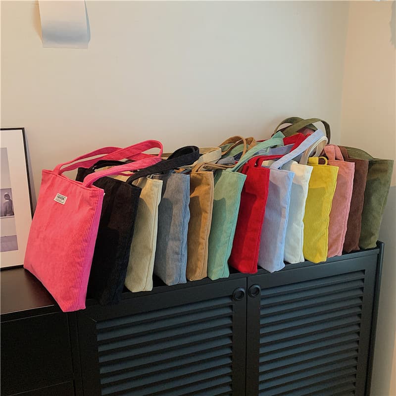 2026 New Corduroy Tote Bag for Women, Large Capacity, Solid Color, Suitable for Commuting and Students, Simple Shoulder and Handbag for Women