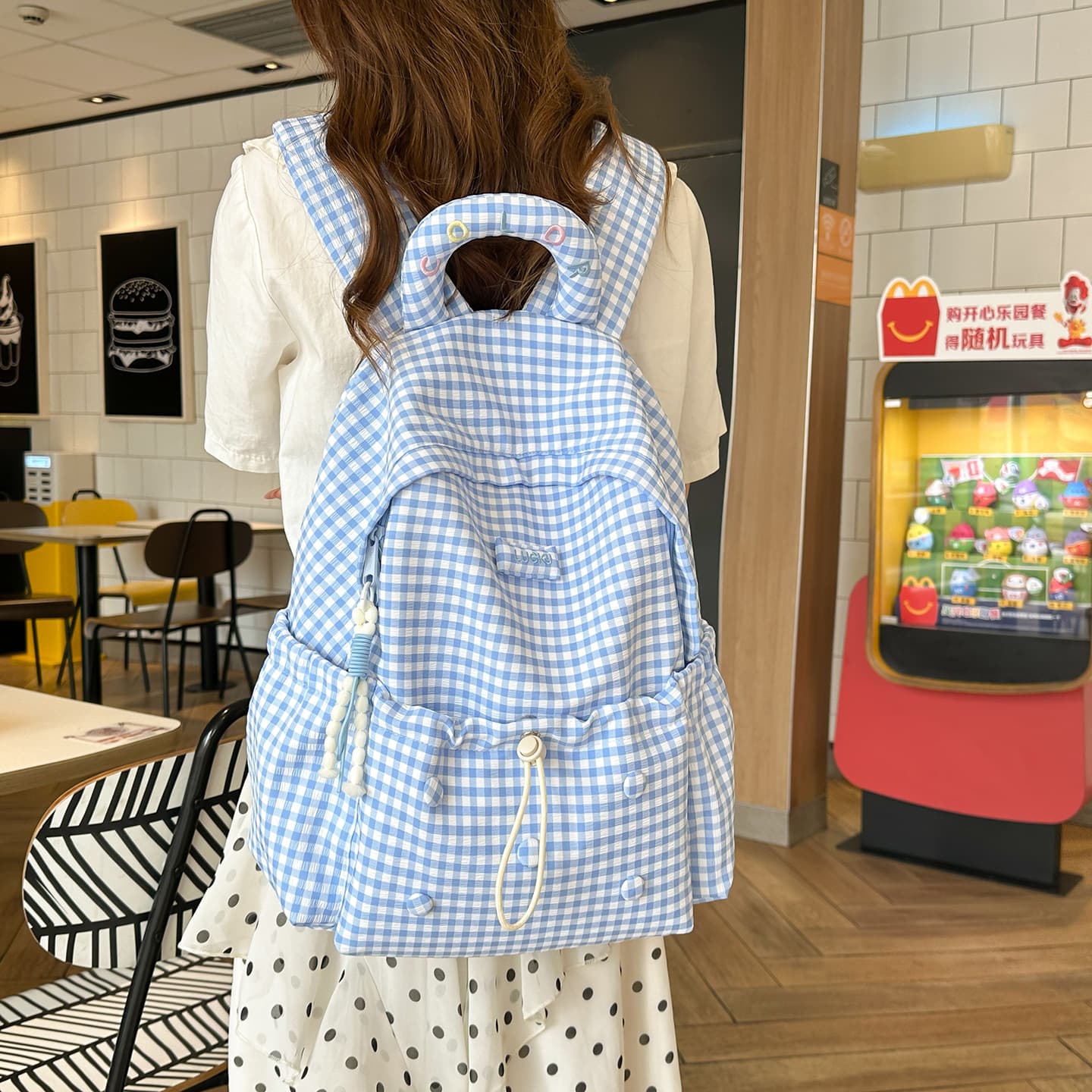 2026 Cute Large Capacity Plaid Backpack for Junior High, College, and High School Girls