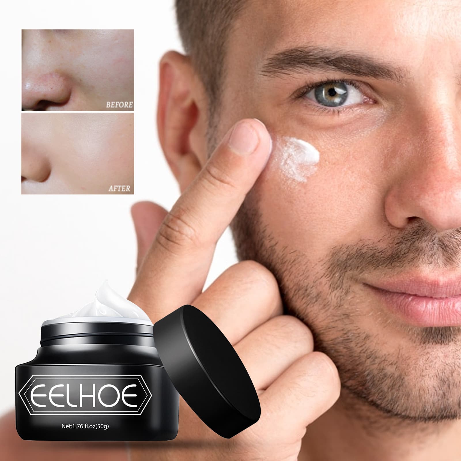 EELHOE Men's Tone-up Cream, Refreshing and Non-greasy, Conceals Acne Scars and Brightens Skin Tone, Minimizes Pores, Lazy Cream