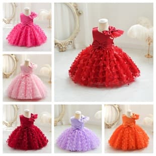 Girls Princess Tulle Dress Children's Gown 2025 New Middle Girl Tutu Birthday One-Year-Old Gown Dress Wholesale