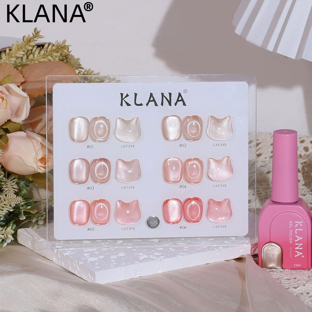 Nail Gel Polish 6-Color Cat Eye Gel Fine Glitter Bulb Super Bright Color Nail Polish Gel Flowing Light Nail Gel Full Set