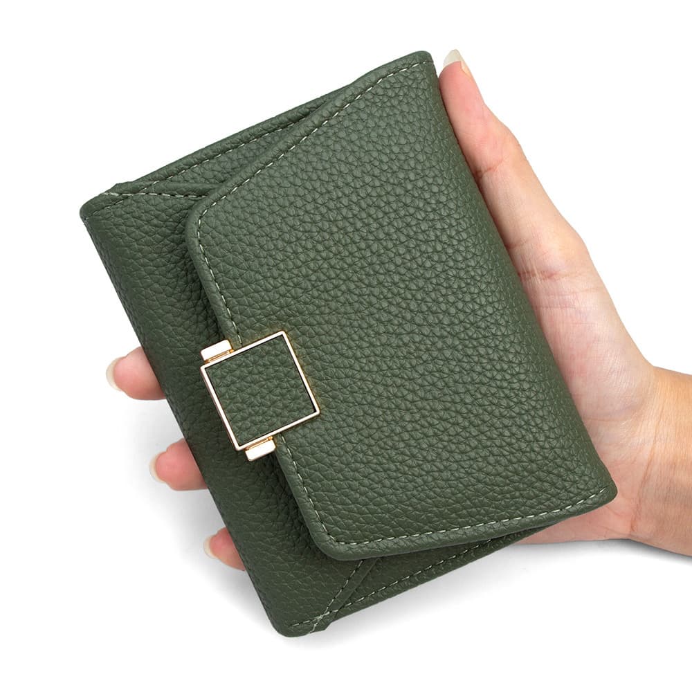 New trifold ladies' compact wallet with square design, multifunctional large capacity fashion mini purse