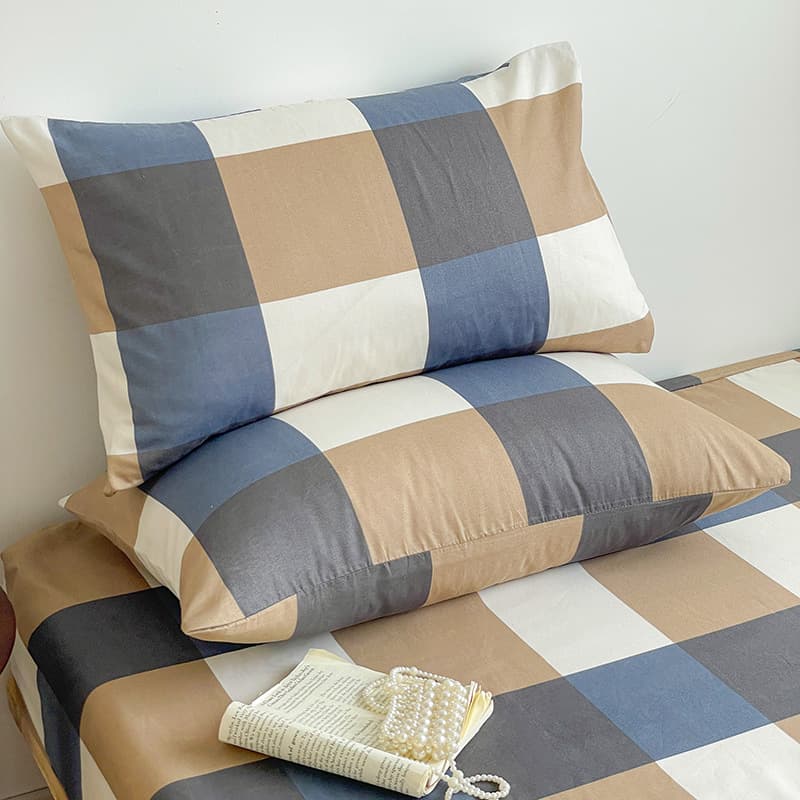 [JING] Minimalist check single pillowcase, Muji style
