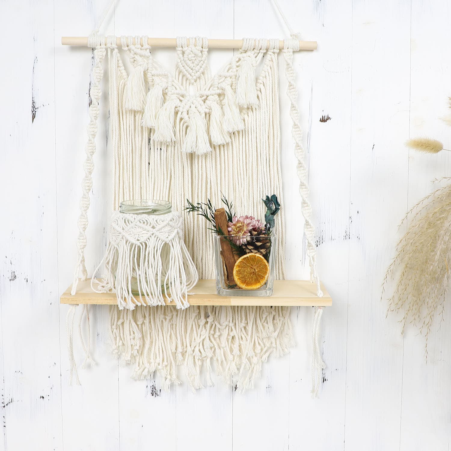 Nordic style bohemian wall hanging hand-woven storage rack wall rack flower pot rack storage rack cross-border hot sale