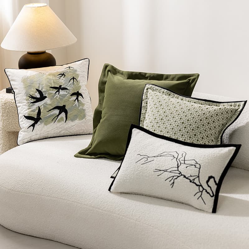 Modern Minimalist Embroidered Throw Pillow Sample Room Living Room Sofa Cushion Bedroom Headboard Lumbar Support Pillow Pillow Cover Wholesale