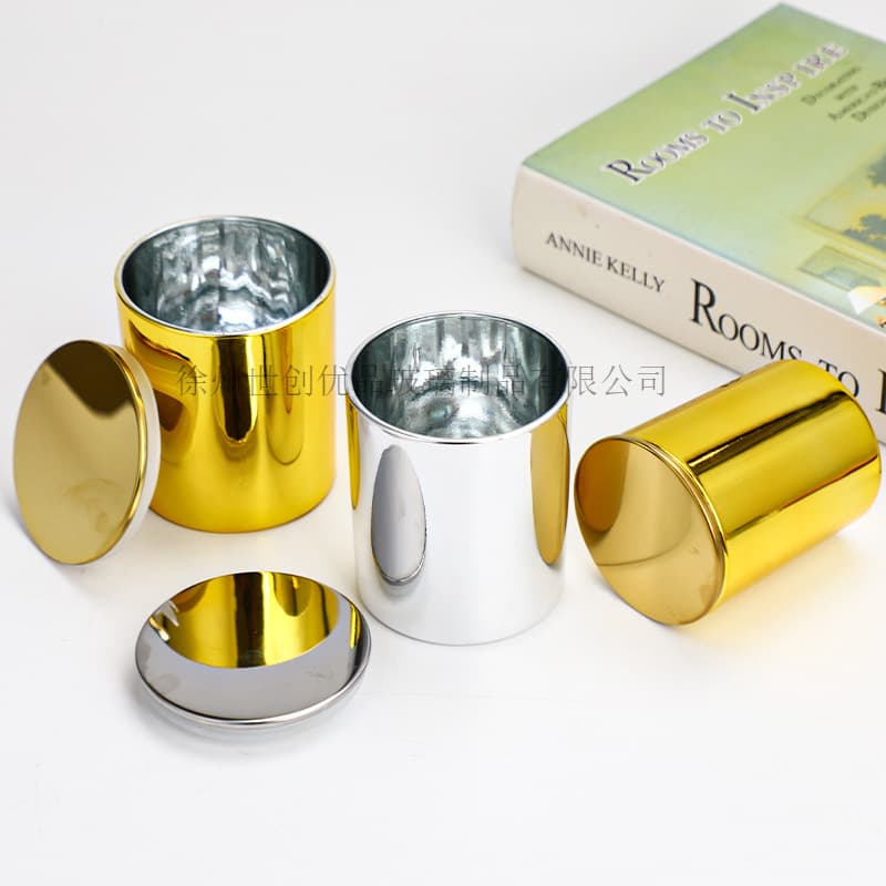 Color electroplated candle cup empty cup customized glass candle holder household frosted candle empty cup fragrance ornaments