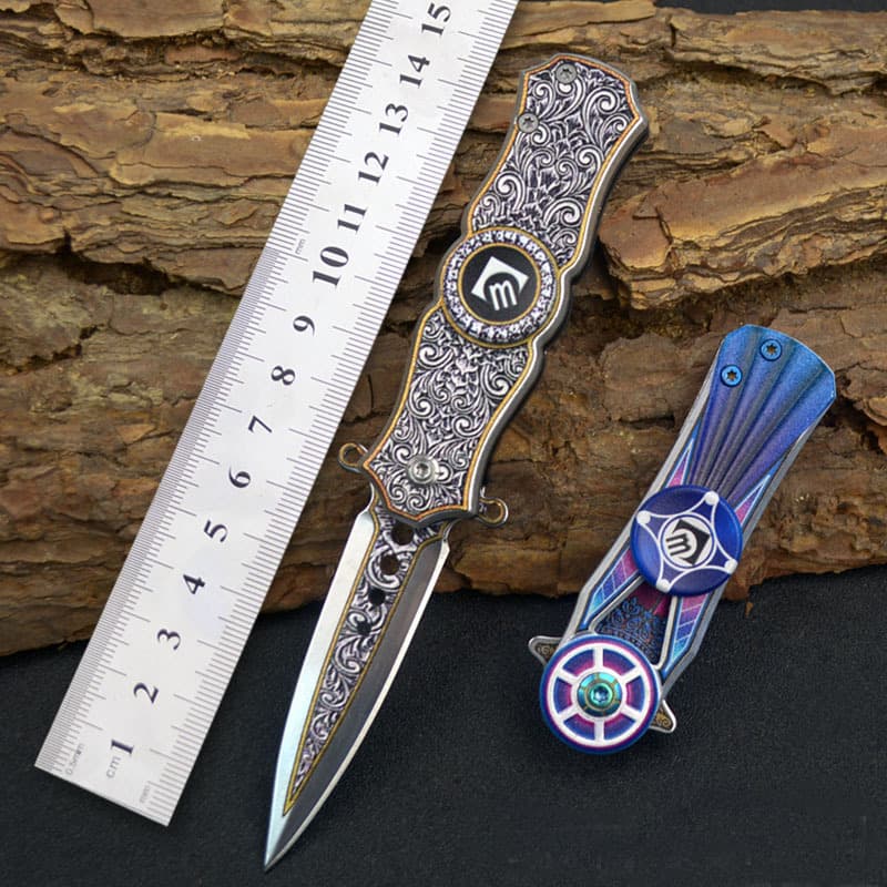 Outdoor Folding Knife Fidget Spinner Knife Camping Multi-Function Mini Knife Portable High Hardness Collectible Pocket Knife