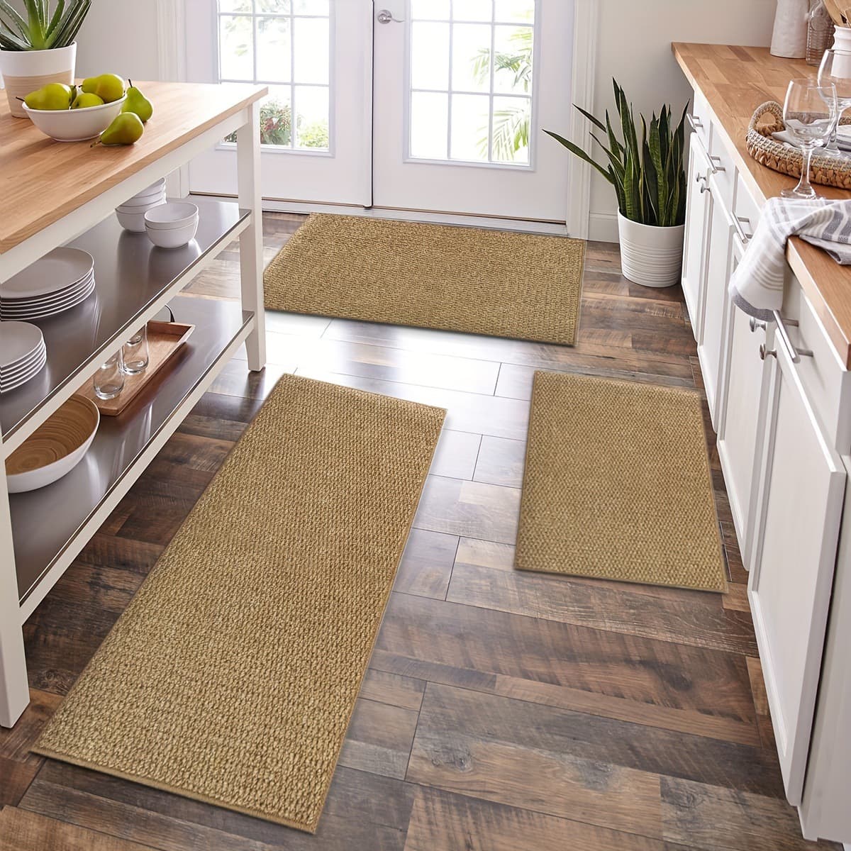 Temu Dropshipping Imitation Sisal Carpet Kitchen Long Strip Wear-Resistant Anti-Slip Polypropylene Carpet Simple Solid Color Machine Washable Carpet