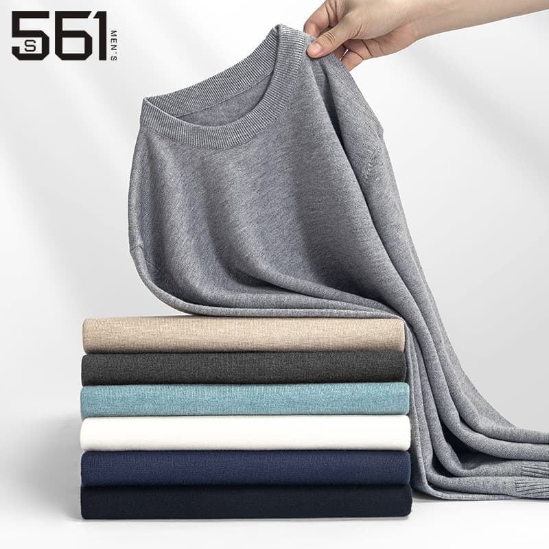 Autumn Round Neck Sweater Men's Knitwear New Solid Color Long Sleeve Base Layer Casual Commute Warm Top
