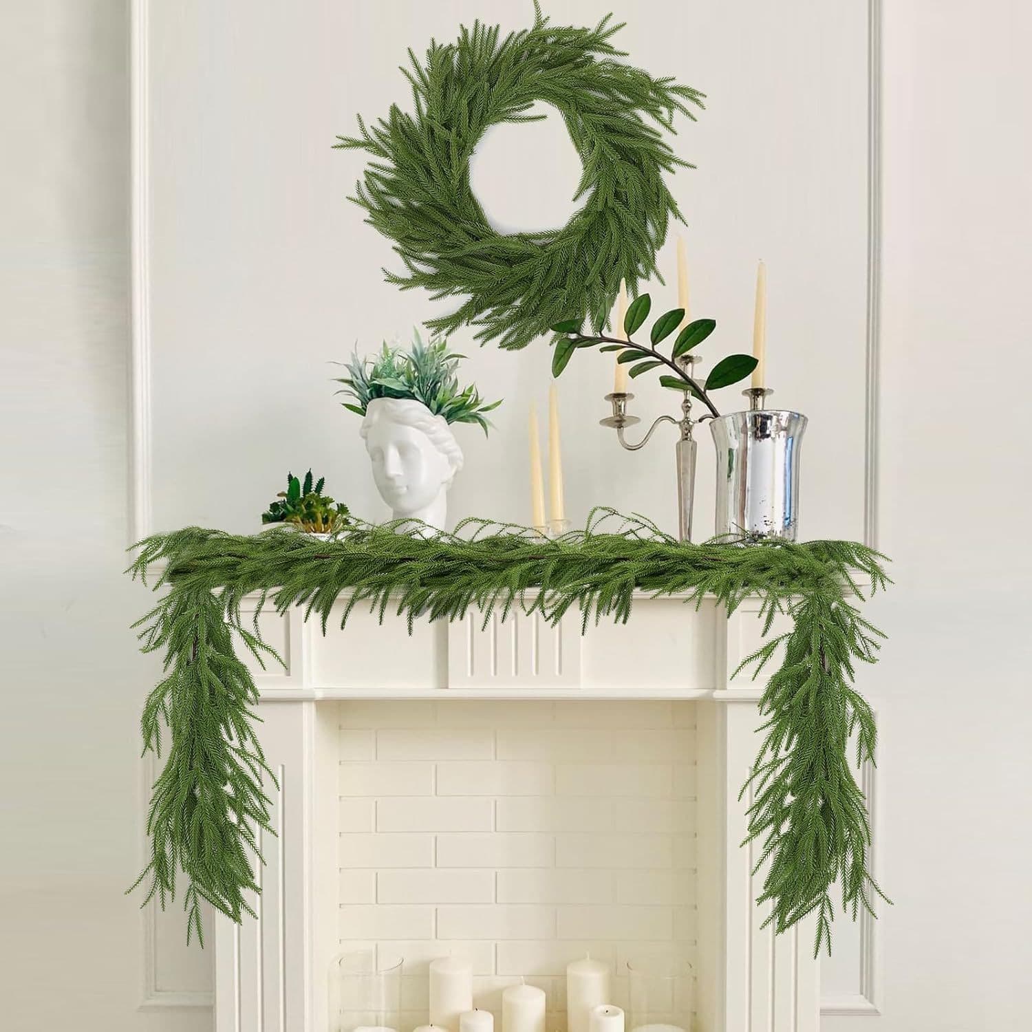 Cross-border Amazon Artificial 1.8m Pine Needle Vine Christmas Decoration Cypress Leaf Pine Tree Wreath Wall Hanging
