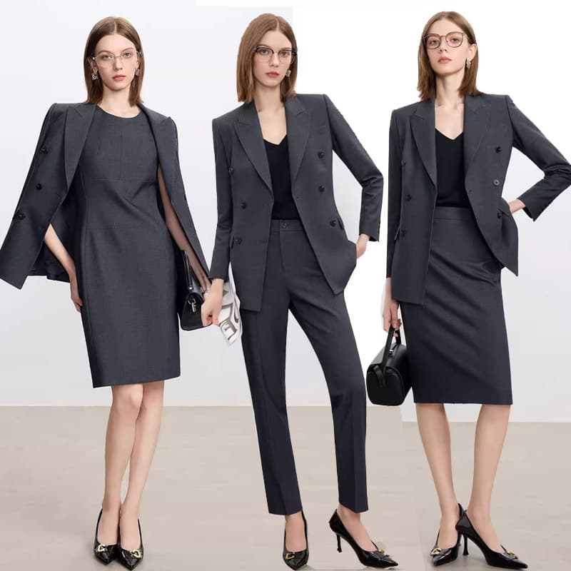 AD Wool Charcoal Gray Suit Set for Women 2026 New High-End Professional Business Suit Jacket and Pants Two-Piece Set