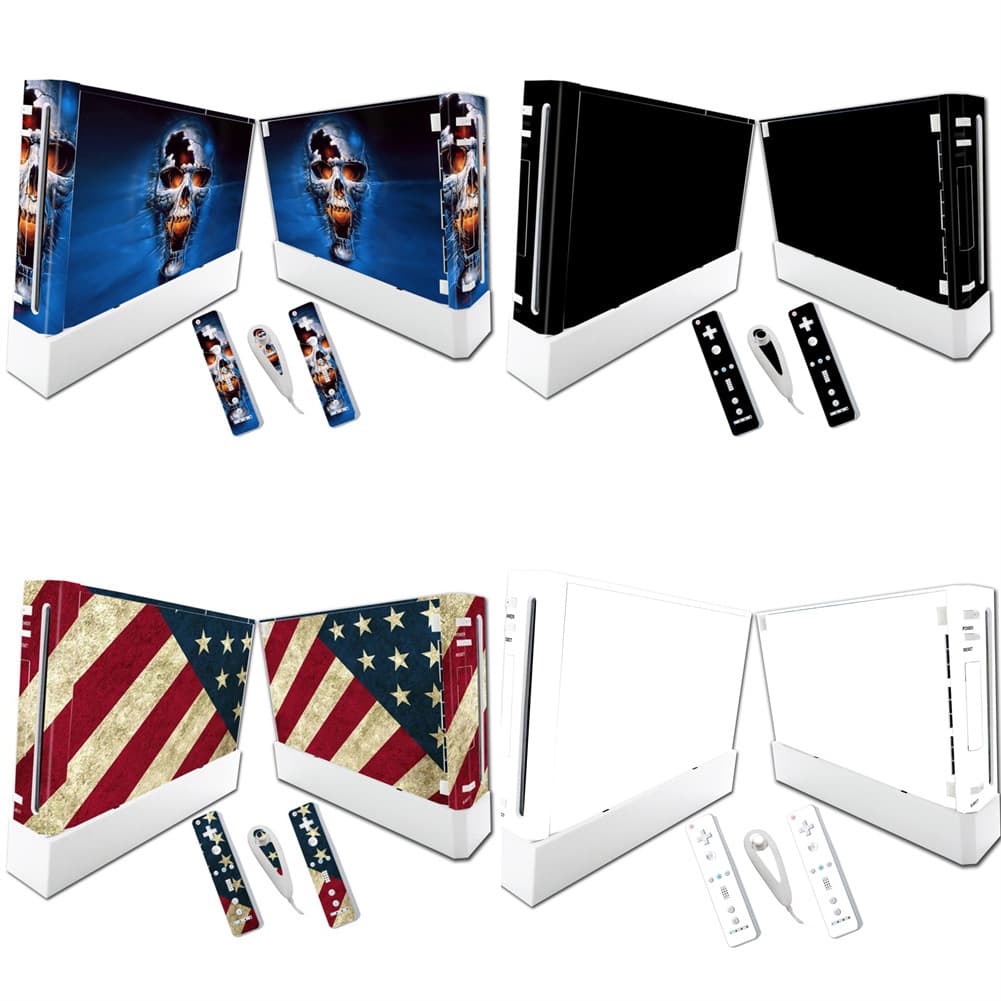 Compatible with Nintendo Wii Screen Protector Wii Sticker Console Film Game Sticker Controller Film Flag Pure Black White