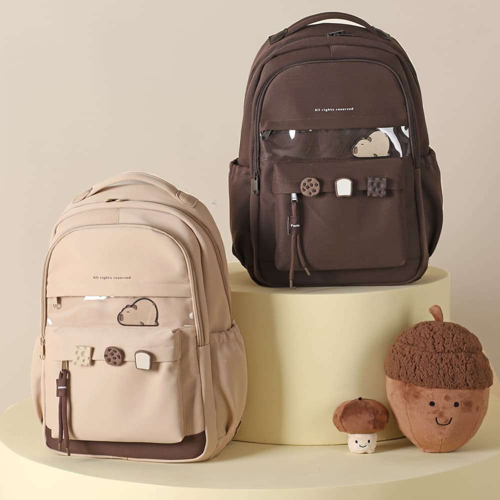 Capybara Backpack for Middle School, High School, and College Students Lightweight Waterproof Large Capacity Outdoor Travel