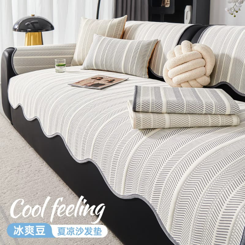 Cooling Ice Silk Summer Sofa Pad 2026 New Style Irregular Sofa Mat Fixed Non-Slip Summer Cover Cloth
