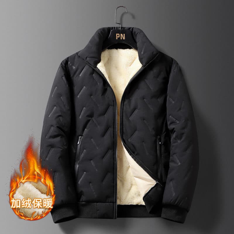 Winter Cross-border Casual Warm Sherpa Lined Cotton Jacket Men's Fleece Lined Loose Top Plus Size Men's Thickened Quilted Coat